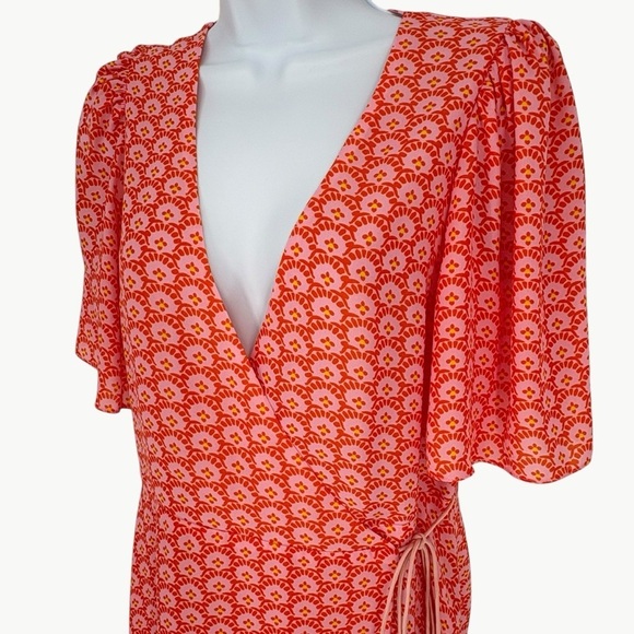 NWT Alice + Olivia Sandra Floral Wrap Mini Dress | Sz 4 | English Rose Pink - Picture 8 of 16